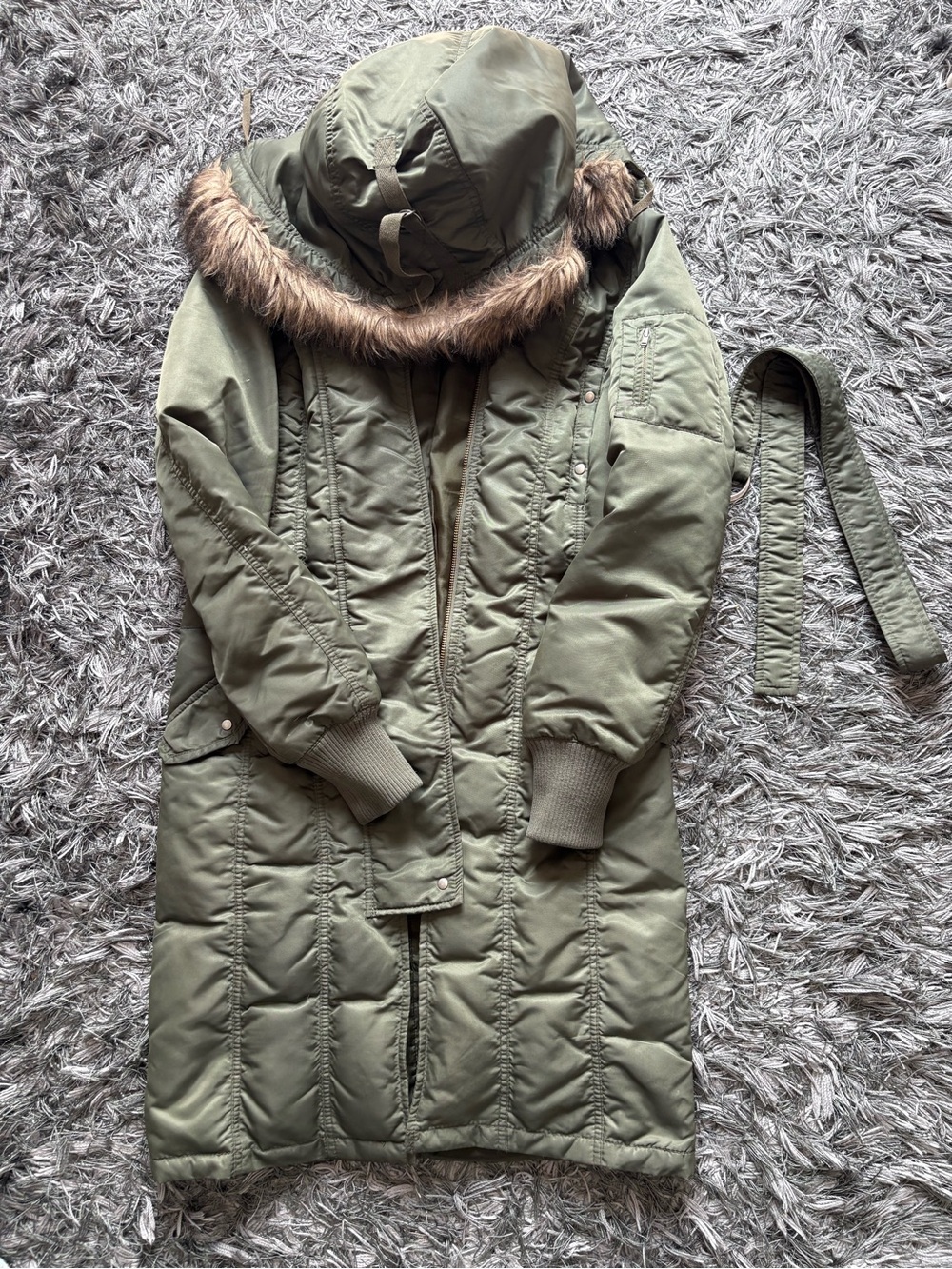 Sisley olive green military long coat